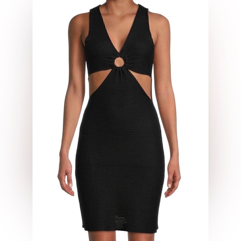 Madden NYC Black Crochet Knit Cutout Detail Casual Dress